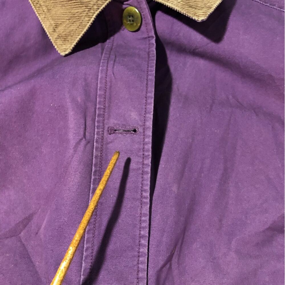 LL Bean womens plum purple quilted chore barn coat L corduroy trim 267097 lined - Picture 7 of 16